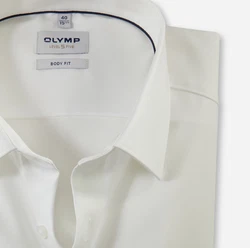 OLYMP Businesshemd Level Five body fit Weiß/Creme/Khaki
