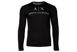 ARMANI EXCHANGE T-Shirt Herren Langarmshirt - Longsleeve Rundhals Logo Schwarz
