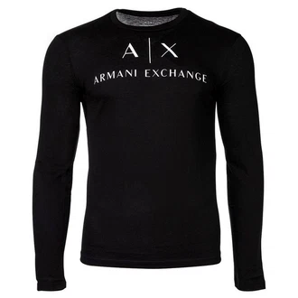 ARMANI EXCHANGE T-Shirt Herren Langarmshirt - Longsleeve Rundhals Logo Schwarz