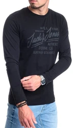 Jack & Jones Langarmshirt Regular Fit Longsleeve Dunkelblau/Blau