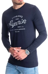 Jack & Jones Langarmshirt Regular Fit Longsleeve Hellblau/Dunkelblau