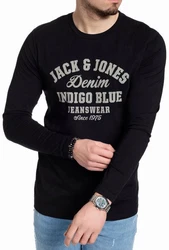 Jack & Jones Langarmshirt Regular Fit Longsleeve Dunkelblau/Hellblau/Blau