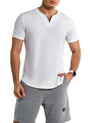 JMIERR Kurzarmshirt T-Shirt Herren V-Ausschnitt Weiß/Schwarz/Creme