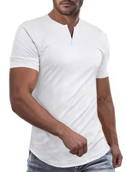 JMIERR Kurzarmshirt T-Shirt Herren V-Ausschnitt Weiß/Schwarz/Creme