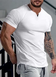 JMIERR Kurzarmshirt T-Shirt Herren V-Ausschnitt Weiß/Schwarz/Creme