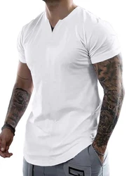 JMIERR Kurzarmshirt T-Shirt Herren V-Ausschnitt Weiß/Schwarz/Creme