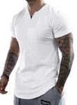 JMIERR Kurzarmshirt T-Shirt Herren V-Ausschnitt Weiß/Schwarz/Creme