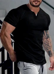 JMIERR Kurzarmshirt T-Shirt Herren V-Ausschnitt Schwarz