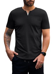 JMIERR Kurzarmshirt T-Shirt Herren V-Ausschnitt Schwarz