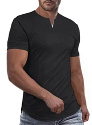 JMIERR Kurzarmshirt T-Shirt Herren V-Ausschnitt Schwarz