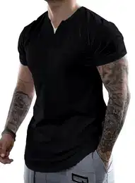 Kurzarmshirt T-shirt Herren Tops Sommer lssig V-Ausschnitt Baumwolle Tee Shirts (T-shirts)