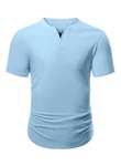 JMIERR Kurzarmshirt T-Shirt Herren V-Ausschnitt Hellblau/Blau
