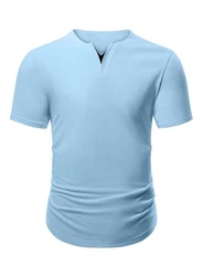 JMIERR Kurzarmshirt T-Shirt Herren V-Ausschnitt Hellblau/Blau