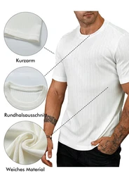 JMIERR Muscleshirt T-Shirts für Herren Hemd Kurzarm Sport Sommer Weiß/Schwarz/Creme/Dunkelblau