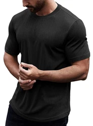 JMIERR Muscleshirt T-Shirts für Herren Hemd Kurzarm Sport Sommer Schwarz