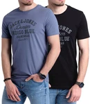 Jack & Jones Print Shirt Logo T-Shirt Blau/Rot/Dunkelblau