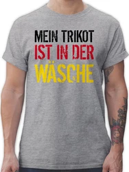 Shirtracer T-Shirt Mein Trikot ist in der Wäsche Deutschland Germany 2024 Fußball EM Fanartikel Braun/Beige/Weiß/Creme/Dunkelgrau/Hellgrau/Grau