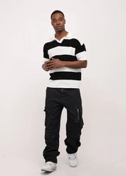 Denim House Loose-fit-Jeans Herren Baggy Jeans Double Knee Pant Schwarz