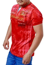 Kurzarmshirt Herren T-Shirt mit Knopfleiste, Kurzarm mit gestickten Details, (Shirt Kurzarmshirt Tee, 1-tlg) Fitness Freizeit Casual