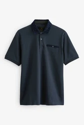 Next Polohemd mit elegantem Kragen Dunkelblau/Blau/Hellblau/Grau