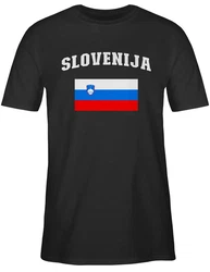 Shirtracer T-Shirt Slovenija Schriftzug mit Flagge Slowenien Slovenia 2024 Fussball EM Fanartikel Silber/Grün/Rosa