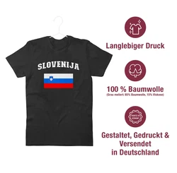 Shirtracer T-Shirt Slovenija Schriftzug mit Flagge Slowenien Slovenia 2024 Fussball EM Fanartikel Silber/Grün/Rosa