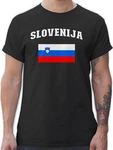 Shirtracer T-Shirt Slovenija Schriftzug mit Flagge Slowenien Slovenia 2024 Fussball EM Fanartikel Silber/Grün/Rosa
