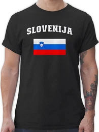 T-Shirt Slovenija Schriftzug mit Flagge, Slowenien, Slovenia 2026 Fussball WM Fanartikel