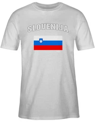 Shirtracer T-Shirt Slovenija Schriftzug mit Flagge Slowenien Slovenia 2024 Fussball EM Fanartikel 