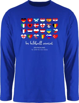 Shirtracer Rundhalsshirt Im Fußball Vereint Deutschland EM 2024 Fanartikel Blau/Dunkelblau