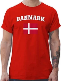 T-Shirt Danmark Schriftzug mit Flagge, Denmark, Dnemark, Kongeriget Danmar 2026 Fussball WM Fanartikel