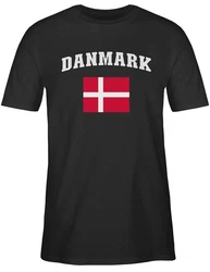 Shirtracer T-Shirt Danmark Schriftzug mit Flagge 2024 Fußball EM Fanartikel 