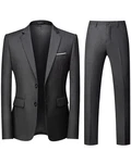 Allthemen Anzug Slim Fit Einreihig Businessanzug Dunkelgrau/Grau/Dunkelblau