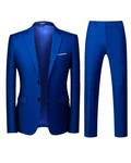 Allthemen Anzug Slim Fit Einreihig Businessanzug Blau/Dunkelblau