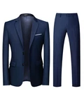 Allthemen Anzug Slim Fit Einreihig Businessanzug Dunkelblau