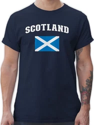 Shirtracer T-Shirt Schottland Schriftzug mit Flagge (2024) Blau/Dunkelblau
