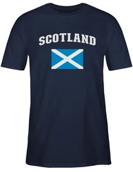 Shirtracer T-Shirt Schottland Schriftzug mit Flagge (2024) Blau/Dunkelblau