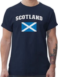 Shirtracer T-Shirt Schottland Schriftzug mit Flagge (2024) Blau/Dunkelblau