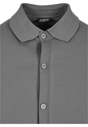 URBAN CLASSICS Langarmhemd Knitted Shirt Dunkelgrau/Grau/Hellgrau