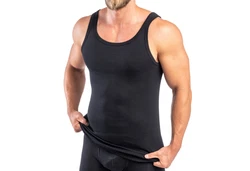 HERMKO Achselhemd Tank Top Herren 3000 Schwarz/Rot