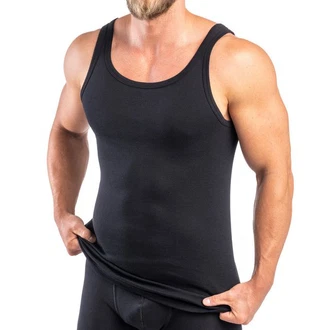 HERMKO Achselhemd Tank Top Herren 3000 Schwarz/Rot HERMKO Achselhemd Tank Top Herren 3000 Schwarz/Rot