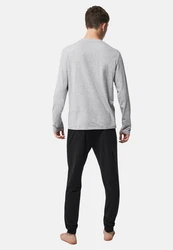 Lacoste Pyjama Schlafanzug Pyjama-Set mit Samt-Logo Grau/Silber/Hellgrau