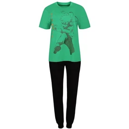 Pyjama Naruto Kurzarm-Herrenpyjama, Baumwollpyjama, grn und schwarz XL