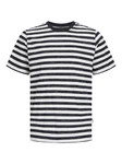 JACK & JONES T-Shirt JORTAMPA STRIPE TEE Dunkelblau/Weiß/Schwarz