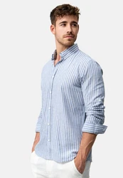 Indicode Langarmhemd Brayden Blau/Hellblau/Dunkelblau