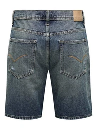 Jeansshorts Shorts Denim Midi Bermuda Mid Waist Pants 7655 in Dunkelblau