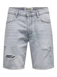 Jeansshorts Shorts Denim Midi Bermuda Mid Waist Pants 7654 in Grau
