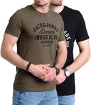 Jack & Jones Print Shirt Logo T-Shirt Dunkelgrün/Lila/Khaki/Blau