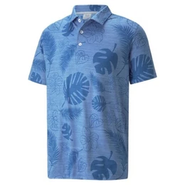 Poloshirt Golf Polo Cloudspun 'Leaves 'n' Flowers' Kobaltblau Herren UK XXL