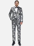 Allthemen Anzug Jacquard Smoking Slim Fit (2 tlg, Sakko & Hose) Rot/Dunkelblau/Grau